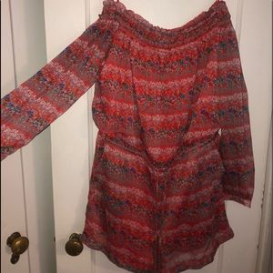 Shoulder floral red romper. Barneys brand